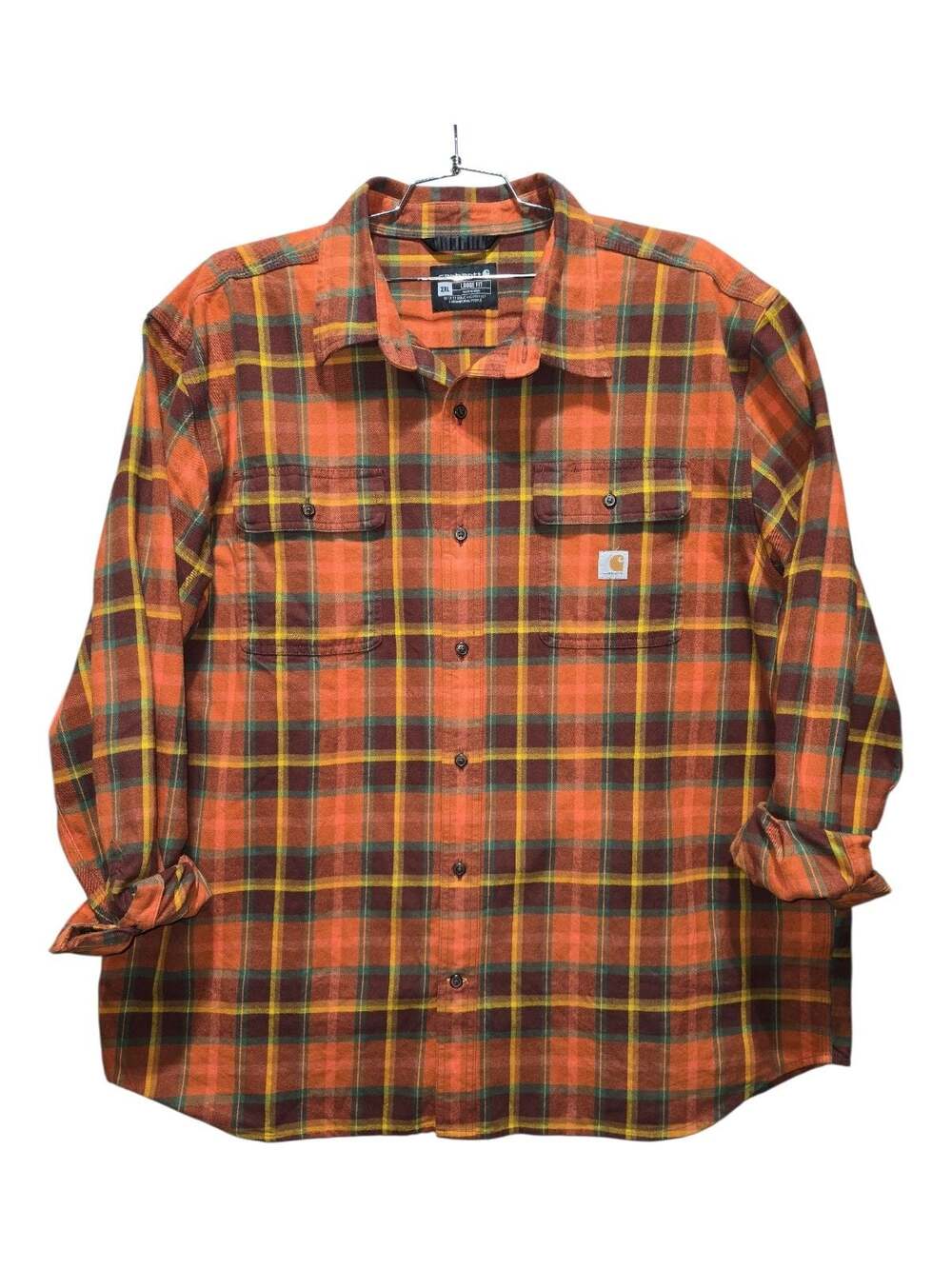Carhartt Loose Fit Heavyweight Flannel Long-Sleeve Plaid Shirt, 2XL